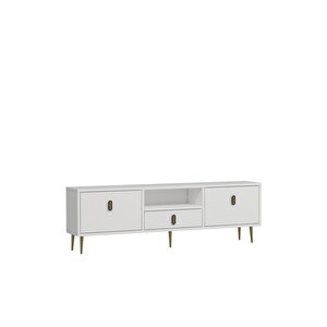 1323dropdd-32 Tv Sehpasi-BEYAZ-ALTIN