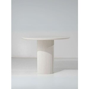 Breeze Yuvarlak Ahşap Bohem Masa 100x100 Beyaz