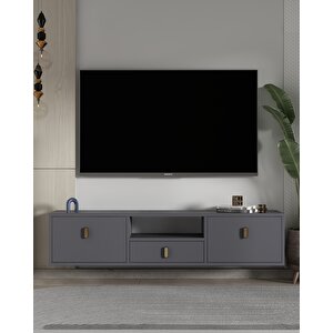 1324dropdd-32 Duvara Montaj Tv Sehpasi-ANTRASİT-ALTIN Antrasit Gold