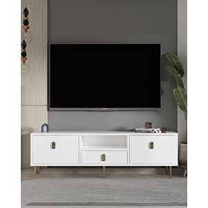 1323dropct-32 Tv Sehpasi-beyaz-altın Beyaz-Altın