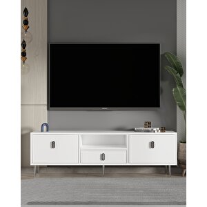 1323dropct-32 Tv Sehpasi-beyaz-gümüş Beyaz-Gümüş