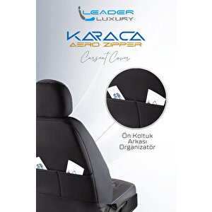 Chery Qq6 Lüx Deri Detaylı Keten Oto Koltuk Kılıfı Ön Arka Takım Karaca Serisi Dark Siyah