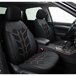 Jeep Compass Lüx Deri Detaylı Keten Oto Koltuk Kılıfı Ön Arka Takım Karaca Serisi Dark Siyah Siyah