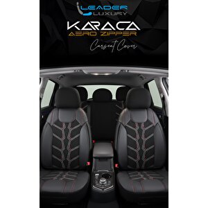 Toyota Corolla E170 2013-2018 Lüx Deri Detaylı Keten Oto Koltuk Kılıfı Ön Arka Takım Karaca Serisi Dark Siyah