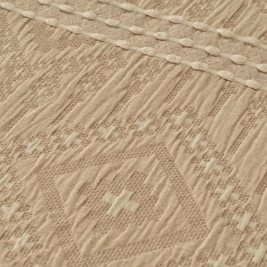 %100 Pamuk Glorinda Çift Kişilik Yatak Örtüsü Seti Bej (230x240 Cm) Bej