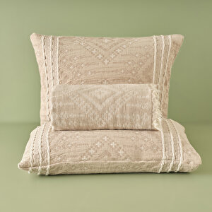 %100 Pamuk Glorinda Çift Kişilik Yatak Örtüsü Seti Bej (230x240 Cm) Bej