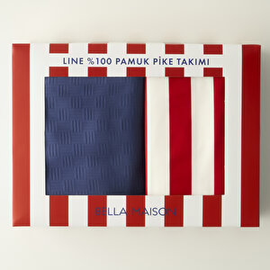 %100 Pamuk Line Tek Kişilik Pike Takımı Lacivert (150x220 Cm) Lacivert