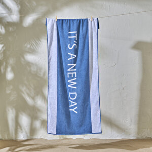 %100 Pamuk It's A New Day Plaj Havlusu Lacivert (90x150 Cm) Lacivert Lacivert