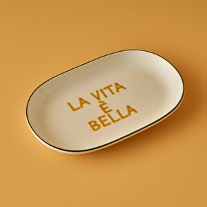 Line Oval Porselen Sunum Tabağı Yeşil (23x14 Cm) Yeşil