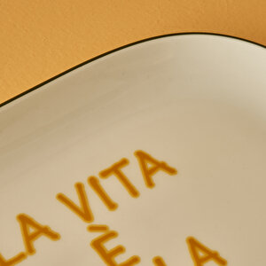 Line Oval Porselen Sunum Tabağı Yeşil (23x14 Cm) Yeşil