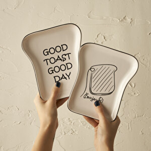 Toast Seramik 8 Parça 2 Kişilik Kahvaltı Takımı Siyah Siyah