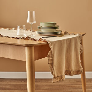 %100 Pamuk Elegance Runner Bej (50x150 Cm) Bej