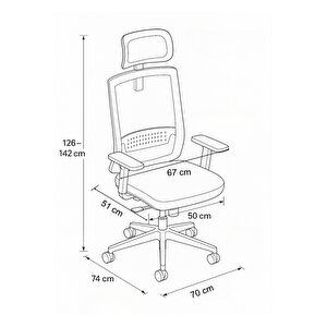 Dynamic Fileli Ergonomik Çalışma Koltuğu – Ayarlanabilir Kollar Başlık Bel Desteği - Siyah