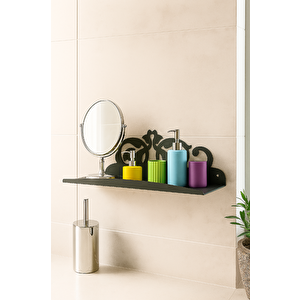 Ferforje Duvar Rafı, Dar Alanlar İçin Dekoratif Depolama Ünitesi, Siyah Metal Raf