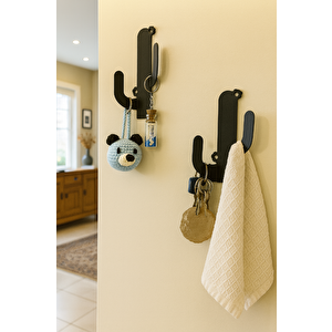 Dekoratif Kaktüs Askılık 2’li Set – Yapışkanlı Duvar Askısı Anahtar, Havlu, Çanta, Şapka Askılığı