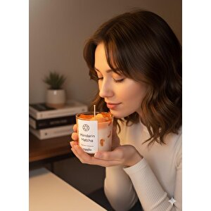 Mandalina Çayı Jel Mum Cam Bardak ,%100 Soyawax El Yapımı, Mandalina Kokulu, 9x8 Turuncu