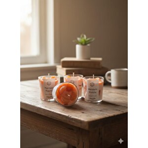 Mandalina Çayı Jel Mum Cam Bardak ,%100 Soyawax El Yapımı, Mandalina Kokulu, 9x8 Turuncu