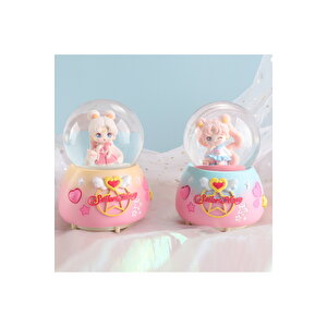 Denizci Kız Orta Boy Kar Küresi Işıklı, Müzikli, Pembe, 12x8 Pembe