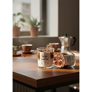 Kahveli Çay Jel Mum Cam Bardak ,%100 Soyawax El Yapımı, Kahve Kokulu, 9x8 Kahverengi