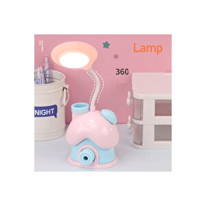 Şirin Ev Masa Lambası Ve Kalemlik, 22x10, Pembe