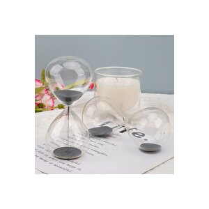 Dekoratif Cam Kum Saati Küçük Boy 30 Dk, Siyah, 16x5 Siyah