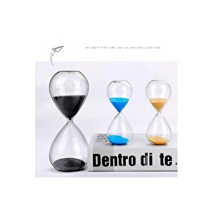 Dekoratif Cam Kum Saati Küçük Boy 30 Dk, Siyah, 16x5 Siyah