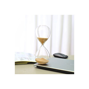 Dekoratif Cam Kum Saati Küçük Boy 30 Dk, Krem, 16x5 Krem