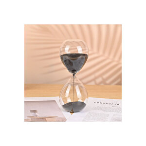 Dekoratif Cam Kum Saati Büyük Boy 60 Dk, Siyah, 21x8 Siyah