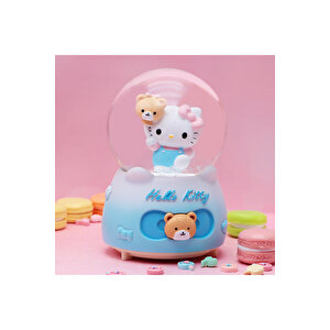 Hello Kitty Orta Boy Kar Küresi Işıklı, Müzikli, Mavi, 12x8 Mavi