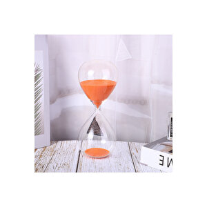 Dekoratif Cam Kum Saati Büyük Boy 60 Dk, Turuncu, 21x8 Turuncu