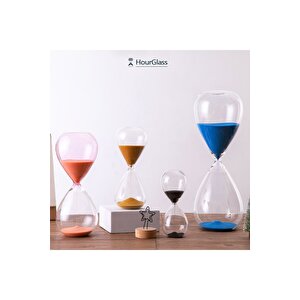 Dekoratif Cam Kum Saati Büyük Boy 60 Dk, Turuncu, 21x8 Turuncu