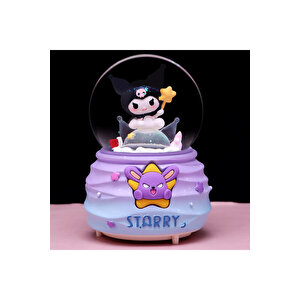 Kuromi Orta Boy Kar Küresi Işıklı, Müzikli, Mor, 12x8 Mor