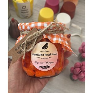 Mandalina Reçeli Jel Mum Cam Kavanoz ,%100 Soyawax El Yapımı, Mandalina Kokulu, 10x9 Turuncu