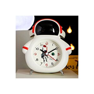 Astronot Mini Masa Saati, Işıklı Ve Alarmlı, 11x10, Siyah