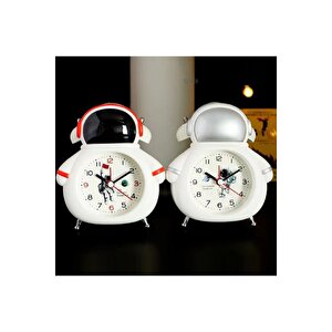 Astronot Mini Masa Saati, Işıklı Ve Alarmlı, 11x10, Siyah