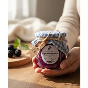 Böğürtlen Reçeli Jel Mum Cam Kavanoz ,%100 Soyawax El Yapımı, Okyanus Kokulu, 10x9 Mor