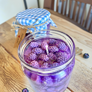 Böğürtlen Reçeli Jel Mum Cam Kavanoz ,%100 Soyawax El Yapımı, Okyanus Kokulu, 10x9 Mor