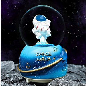 Astronotlar Orta Boy Kar Küresi Işıklı, Müzikli, Mavi, 12x8 Mavi