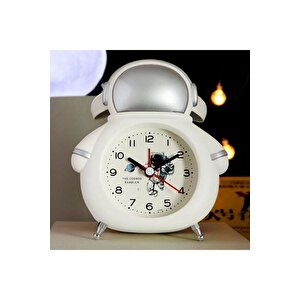 Astronot Mini Masa Saati, Işıklı Ve Alarmlı, 11x10, Gri