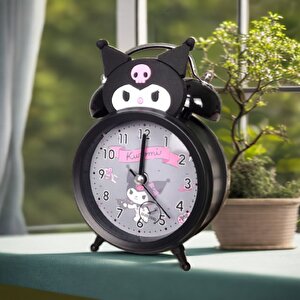 Kuromi Metal Masa Saati, Alarmlı Ve Işıklı, Siyah, 13x8 Siyah