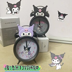 Kuromi Metal Masa Saati, Alarmlı Ve Işıklı, Siyah, 13x8 Siyah