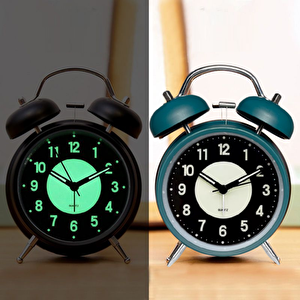 Alarmlı Ve Işıklı Metal Masa Saati, Yeşil, 13x9 Yeşil