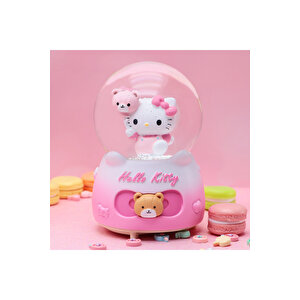 Hello Kitty Orta Boy Kar Küresi Işıklı, Müzikli, Pembe, 12x8 Pembe