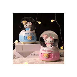 Hello Kitty Orta Boy Kar Küresi Işıklı, Müzikli, Pembe, 12x8 Pembe
