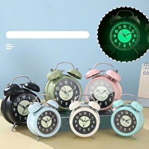 Alarmlı Ve Işıklı Metal Masa Saati, Mavi, 13x9 Mavi