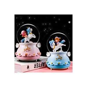 Yıldızlar Orta Boy Kar Küresi Işıklı, Müzikli, Mavi, 12x8 Mavi