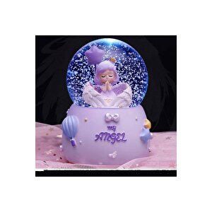 Melek Orta Boy Kar Küresi Işıklı, Müzikli, Mor, 12x8 Mor