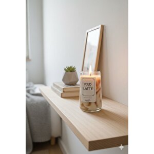 Buzlu Kahve Jel Mum Cam Bardak ,%100 Soyawax El Yapımı, Kahve Kokulu, 13x8 Pembe