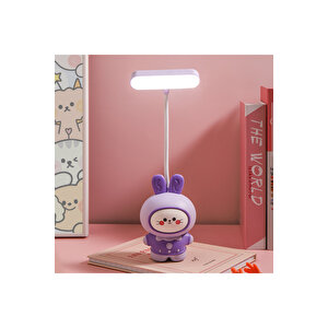 Figürlü Masa Lambası Ve Kalemtıraş, 25x5, Mor