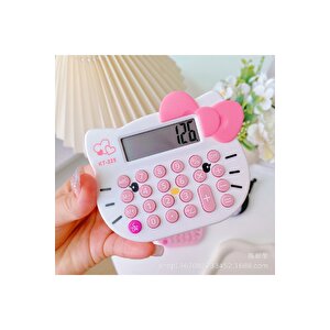 Hello Kitty Mini Hesap Makinesi, Beyaz, 10x8 Beyaz